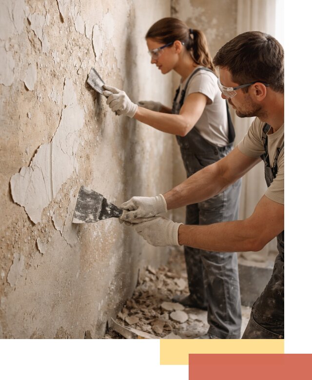 Снятие старой шпаклевки и подготовка поверхностей в Кимовске