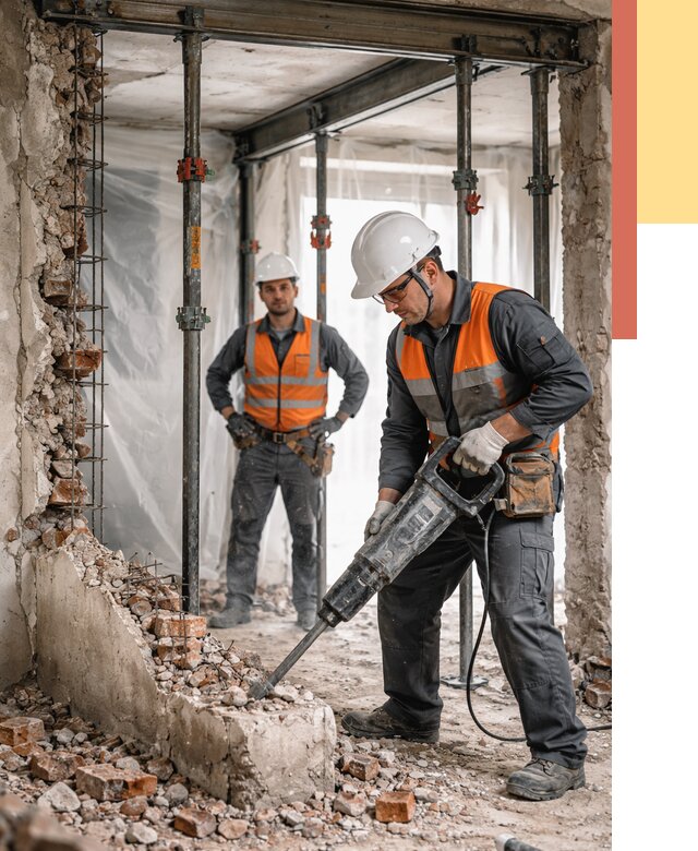 Снос несущих стен в Кимовске от 10566 руб. — демонтаж несущей стены под ключ | ОТДЕЛОЧНИК-Кмв