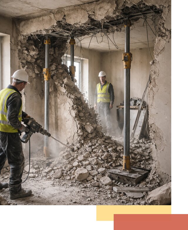 Снос несущих стен в Кимовске с гарантией безопасности и качества