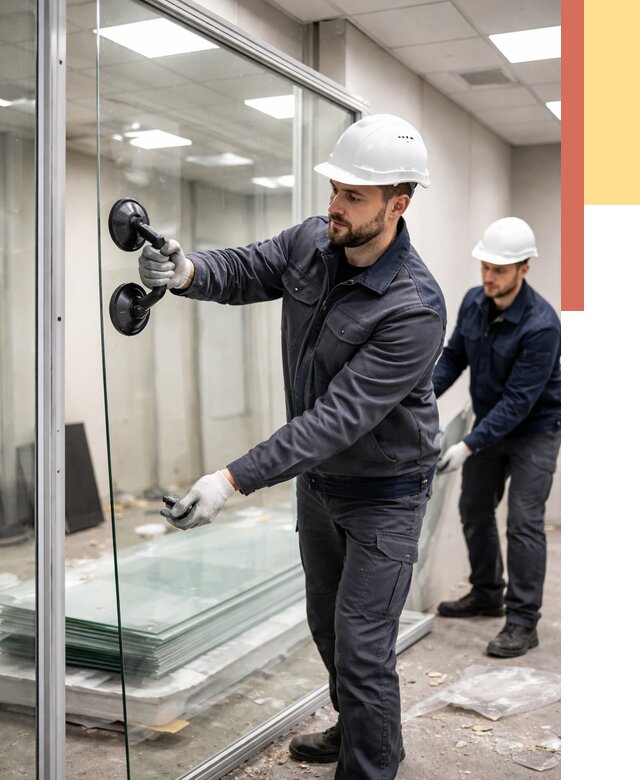 Демонтаж стеклянных перегородок в Кимовске от 3299 руб. — быстро и недорого | ОТДЕЛОЧНИК-Кмв