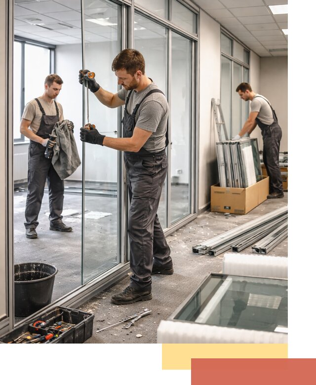 Демонтаж стеклянных перегородок в Кимовске быстро и безопасно