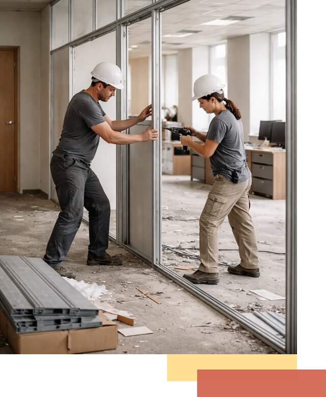 Демонтаж алюминиевых перегородок в Кимовске быстро и аккуратно