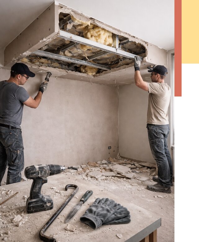 Демонтаж короба из гипсокартона в Кимовске от 1567 руб. — быстро и недорого | ОТДЕЛОЧНИК-Кмв