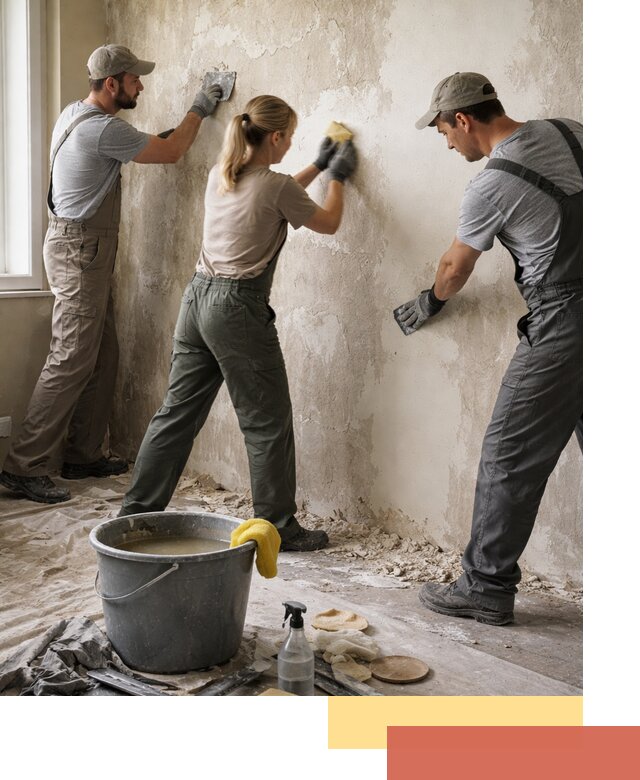 Очистка стен от клея и грунтовки в Кимовске качественно и быстро