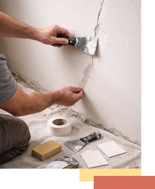 Заделка трещин и сколов в стенах и потолках в Кимовске