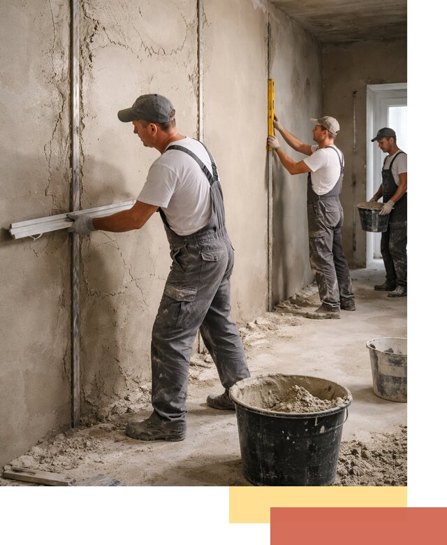 Штукатурка стен по маякам в Кимовске — точная и ровная поверхность