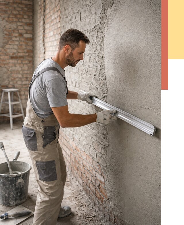 Штукатурка кирпичных стен в Кимовске от 4639 руб/м2 — быстро и недорого | ОТДЕЛОЧНИК-Кмв