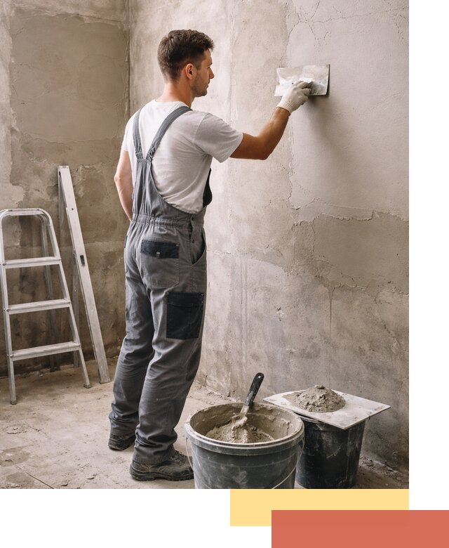 Штукатурка стен в ванной под ключ в Кимовске