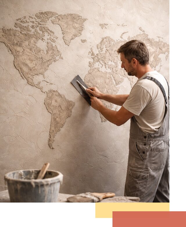 Декоративная штукатурка «Карта мира» под ключ в Кимовске