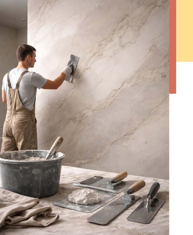 Декоративная штукатурка под мрамор в Кимовске от 2886 руб./м² — быстро и недорого | ОТДЕЛОЧНИК-Кмв