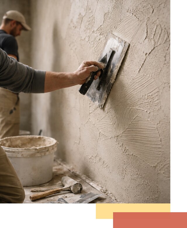 Фактурная штукатурка стен в Кимовске — монтаж, отделка, реставрация