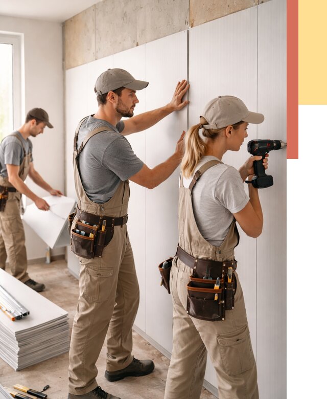 Монтаж ПВХ панелей на стены в Кимовске от 464 руб/м2 — быстро и недорого | ОТДЕЛОЧНИК-Кмв