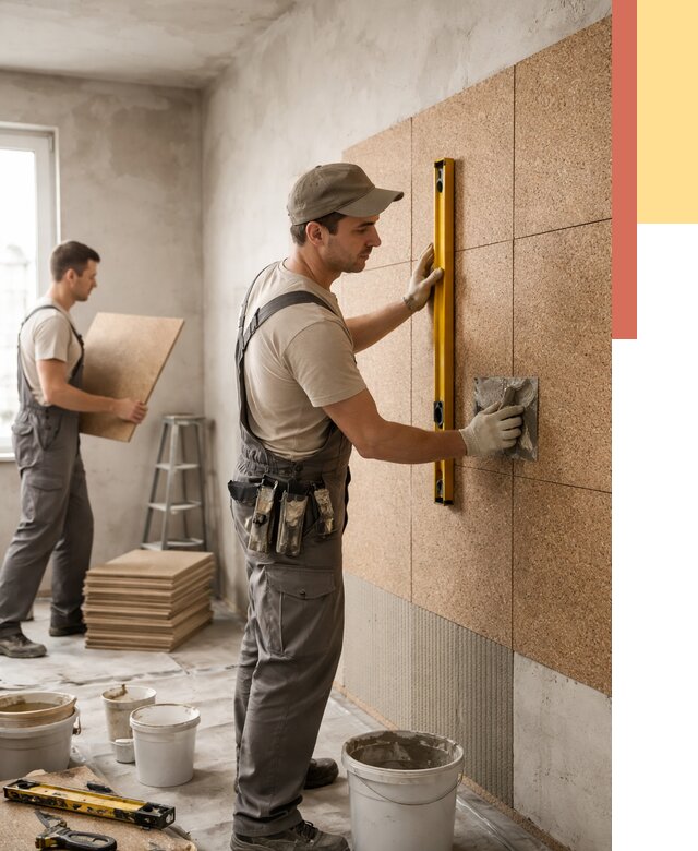 Монтаж пробковых панелей на стены в Кимовске от 3608 руб. — ОТДЕЛОЧНИК-Кмв