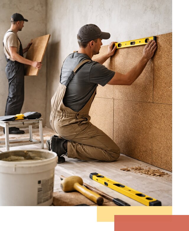 Монтаж пробковых панелей на стены в Кимовске быстро и качественно