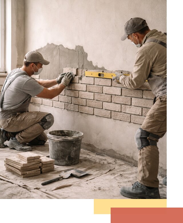 Монтаж декоративного кирпича профессионально в Кимовске