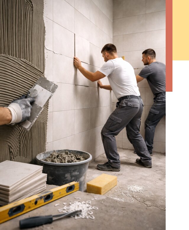 Укладка плитки на стены в Кимовске от 876 руб. — качественно и недорого | ОТДЕЛОЧНИК-Кмв