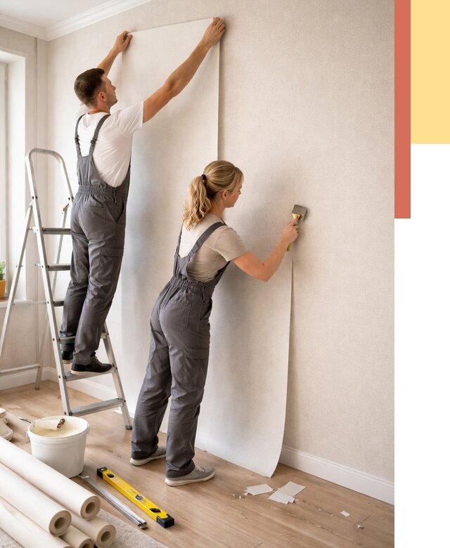 Поклейка флизелиновых обоев в Кимовске от 6185 руб. | Быстро и недорого — ОТДЕЛОЧНИК-Кмв