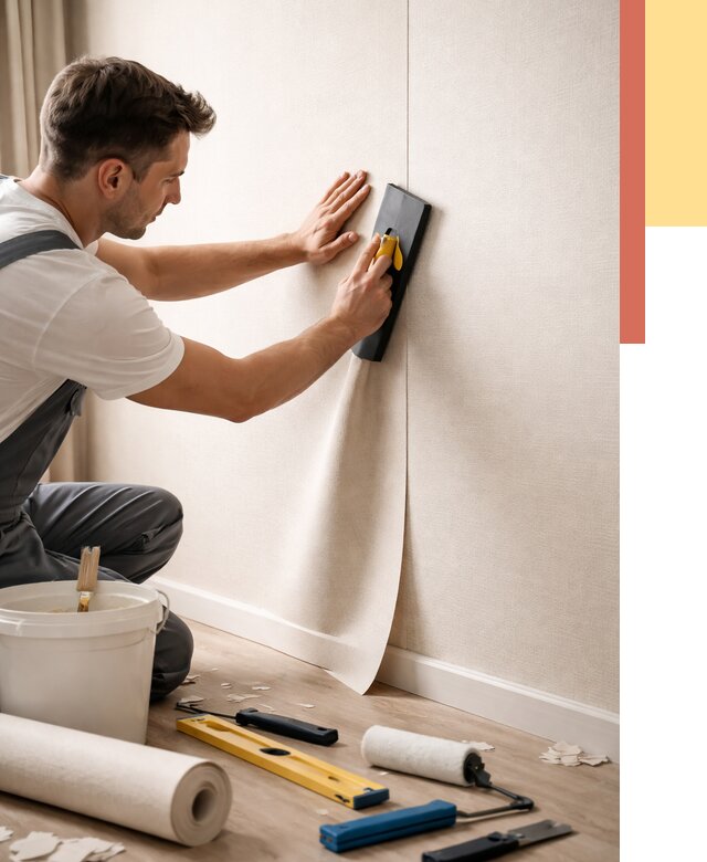 Поклейка виниловых обоев в Кимовске от 4639 руб. | Быстро и недорого — ОТДЕЛОЧНИК-Кмв