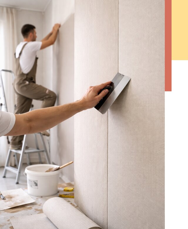 Поклейка текстильных обоев в Кимовске от 4639 руб. под ключ | ОТДЕЛОЧНИК-Кмв