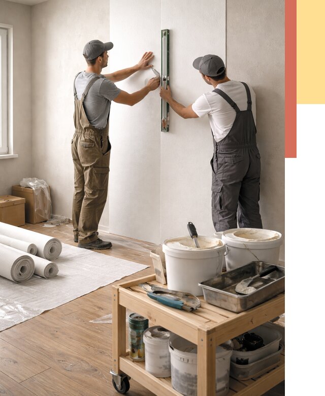 Поклейка стеклообоев в Кимовске от 6700 руб. за м2 — быстро и недорого | ОТДЕЛОЧНИК-Кмв