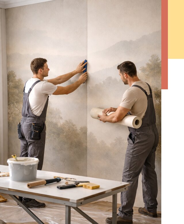 Поклейка фотообоев в Кимовске от 8762 руб/м² — быстро и недорого | ОТДЕЛОЧНИК-Кмв