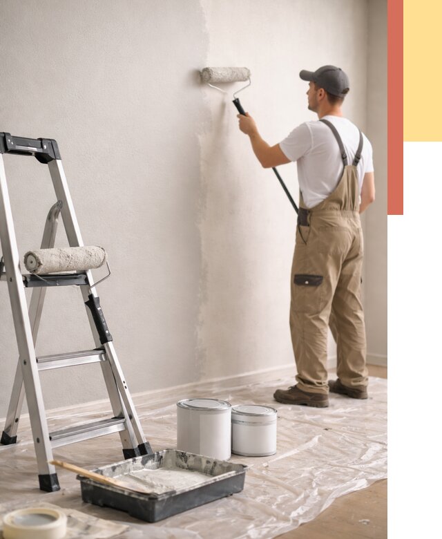 Покраска стен латексной краской в Кимовске от 4639 руб. за м2 | ОТДЕЛОЧНИК-Кмв