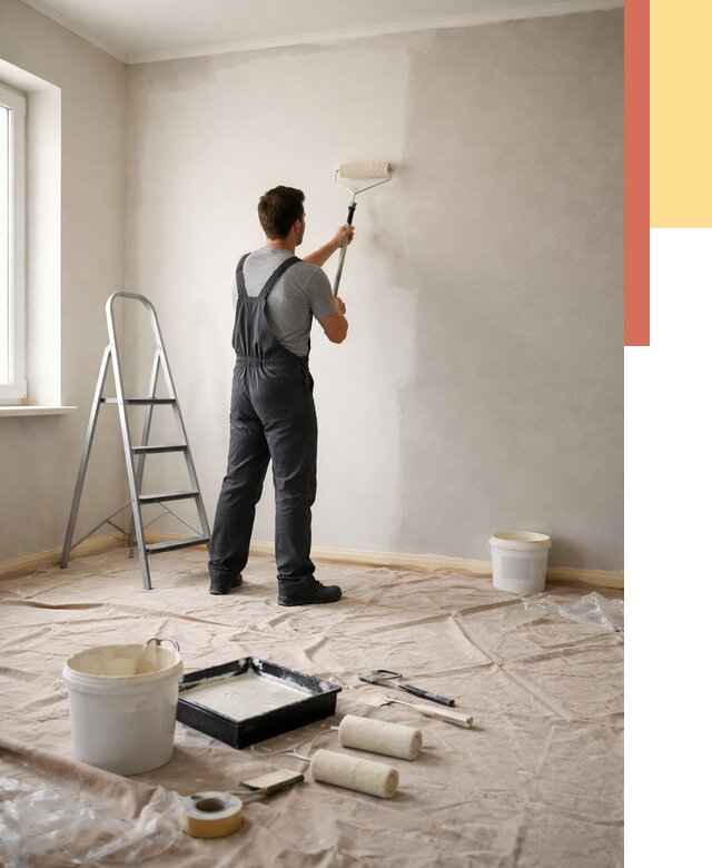 Покраска стен моющейся краской в Кимовске от 361 руб./м² — быстро и недорого | ОТДЕЛОЧНИК-Кмв