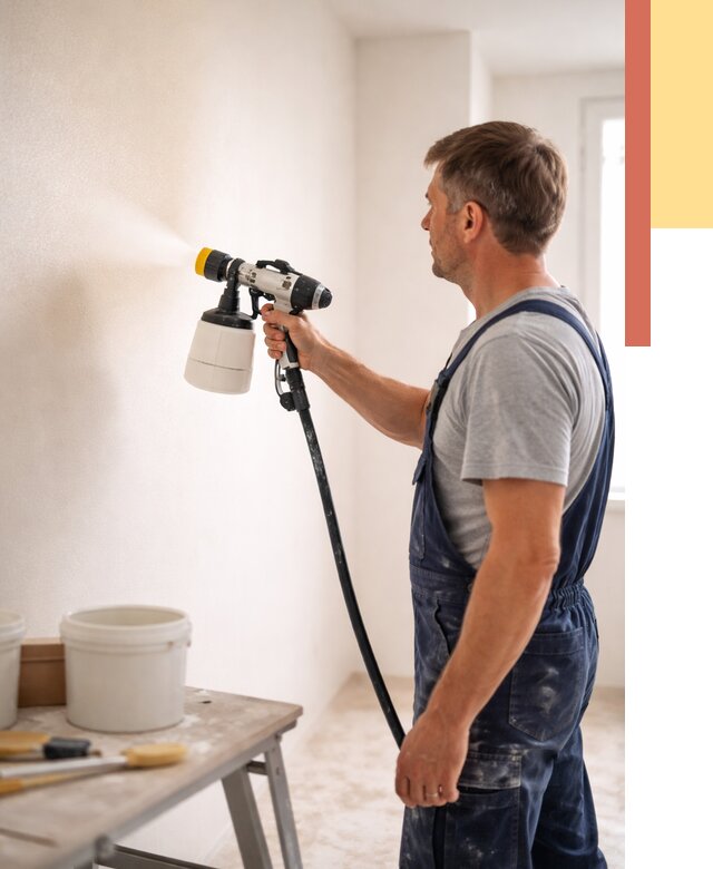 Покраска стен краскопультом в Кимовске от 7731 руб. — механизированная покраска | ОТДЕЛОЧНИК-Кмв