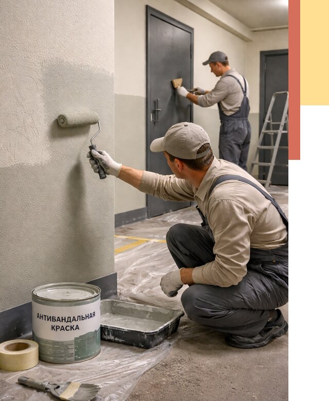 Покраска стен антивандальной краской в Кимовске от 4639 руб./м² под ключ | ОТДЕЛОЧНИК-Кмв