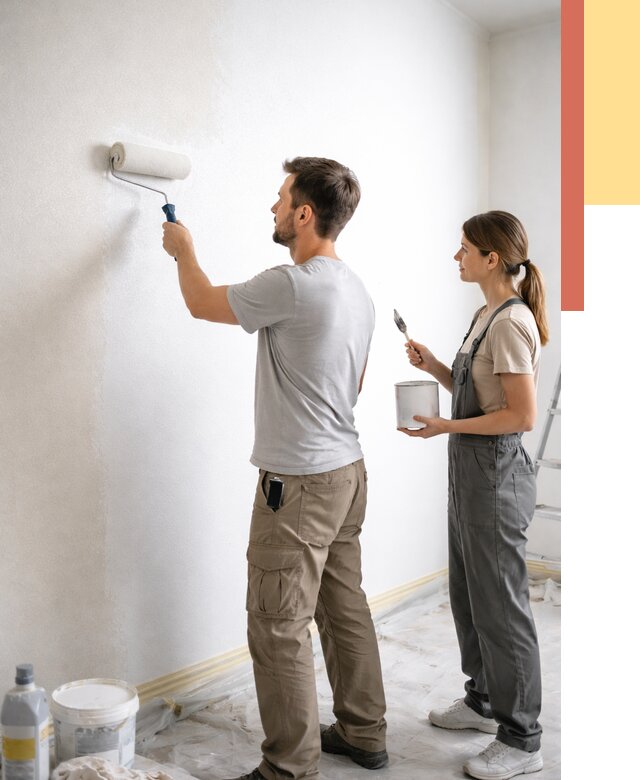 Окраска стен по стеклохолсту в Кимовске от 4639 руб/м² под ключ | ОТДЕЛОЧНИК-Кмв