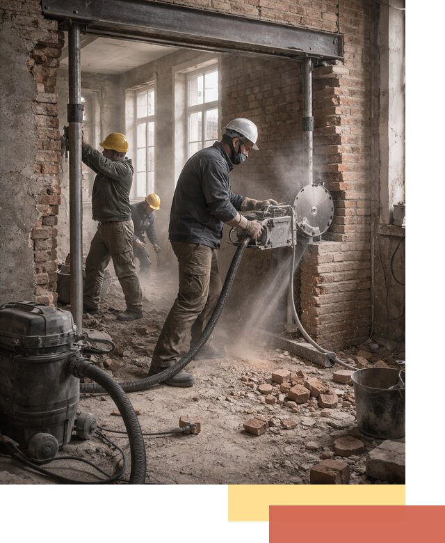 Прорезка проема в стене под дверной или оконный проем в Кимовске