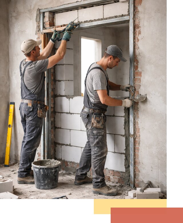 Закладка дверного проема под ключ в Кимовске: демонтаж, монтаж, отделка