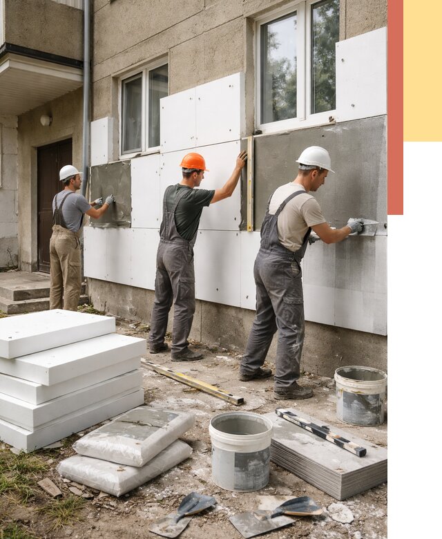 Утепление стен пенопластом в Кимовске от 1804 руб. — недорого и под ключ | ОТДЕЛОЧНИК-Кмв