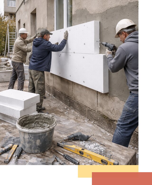 Утепление наружных стен пенопластом в Кимовске