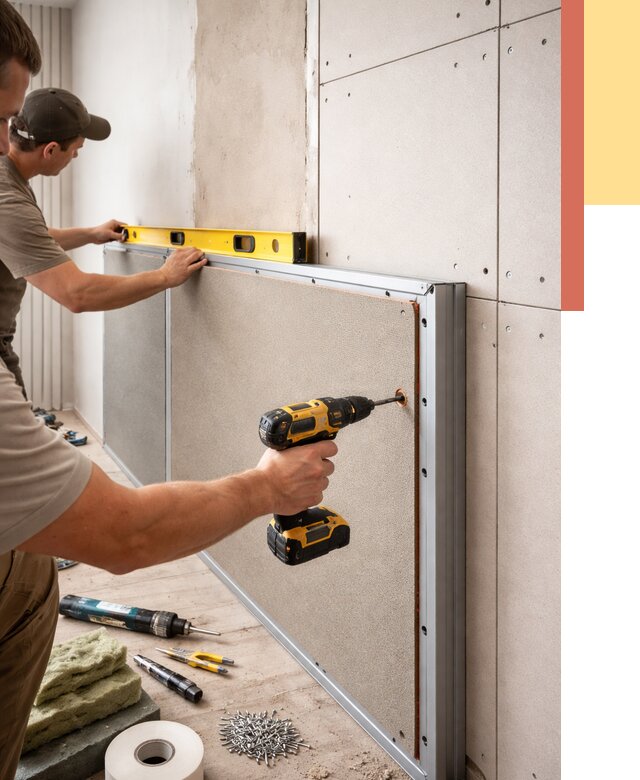 Шумоизоляция стен панелями ЗИПС в Кимовске от 2268 руб./м² под ключ | ОТДЕЛОЧНИК-Кмв