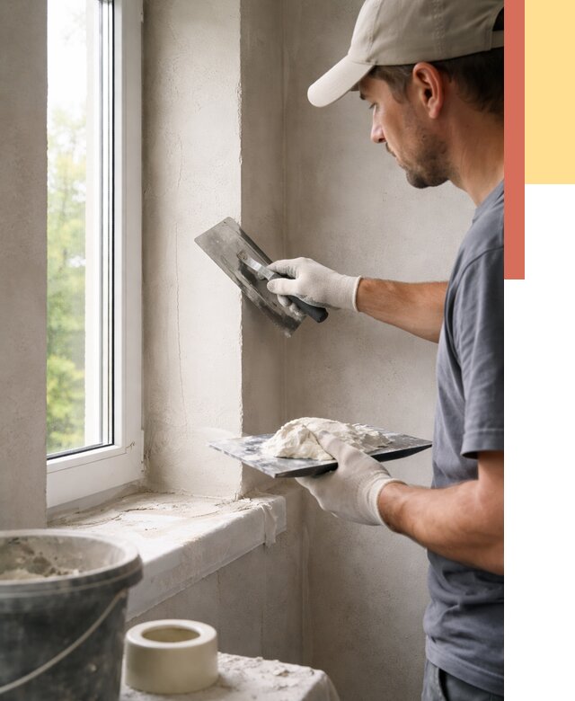 Штукатурка откосов в Кимовске от 4639 руб/м² — услуги и выравнивание под ключ | ОТДЕЛОЧНИК-Кмв