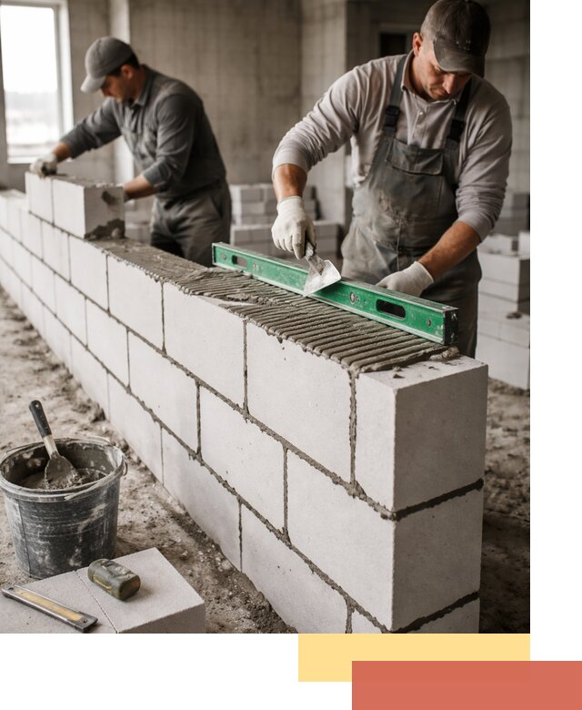 Кладка перегородок из газобетона в Кимовске быстро и качественно