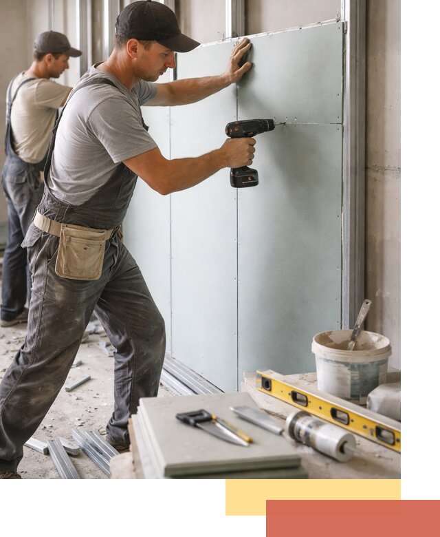 Кладка влагостойких перегородок ПГП в Кимовске