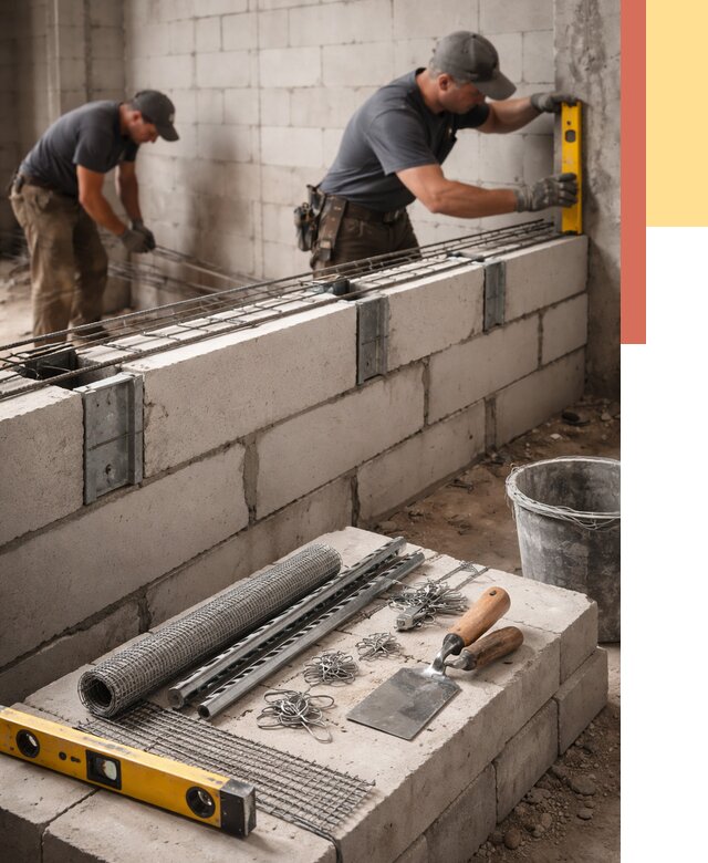 Армирование кладки перегородок в Кимовске от 773 руб. под ключ | ОТДЕЛОЧНИК-Кмв