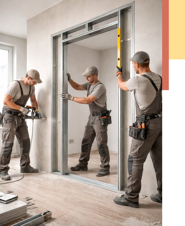 Устройство дверного проема в перегородке в Кимовске от 4639 руб. под ключ | ОТДЕЛОЧНИК-Кмв