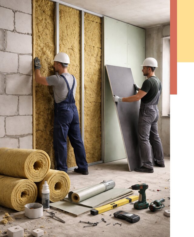 Шумоизоляция перегородок из блоков в Кимовске от 1907 руб./м² — быстро и недорого | ОТДЕЛОЧНИК-Кмв