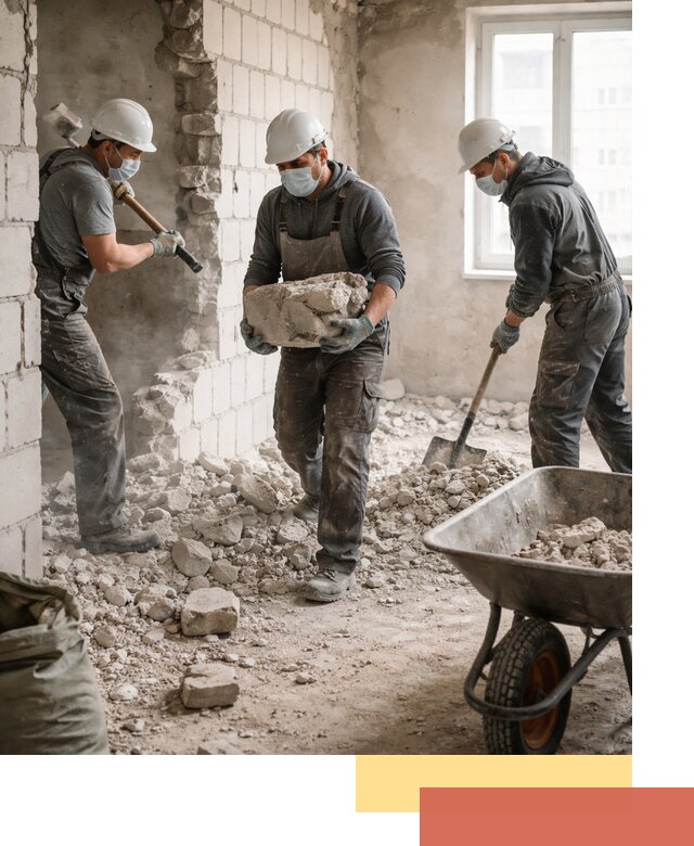 Демонтаж блочных перегородок в Кимовске быстро и аккуратно