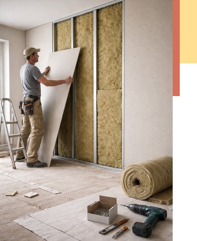 Перегородка из гипсокартона с шумоизоляцией в Кимовске от 3216 руб. | ОТДЕЛОЧНИК-Кмв