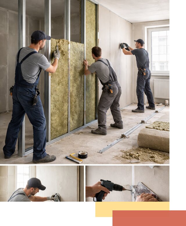 Перегородка из гипсокартона с шумоизоляцией в Кимовске — монтаж под ключ