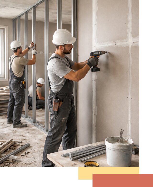 Перегородки из огнестойкого гипсокартона в Кимовске под ключ