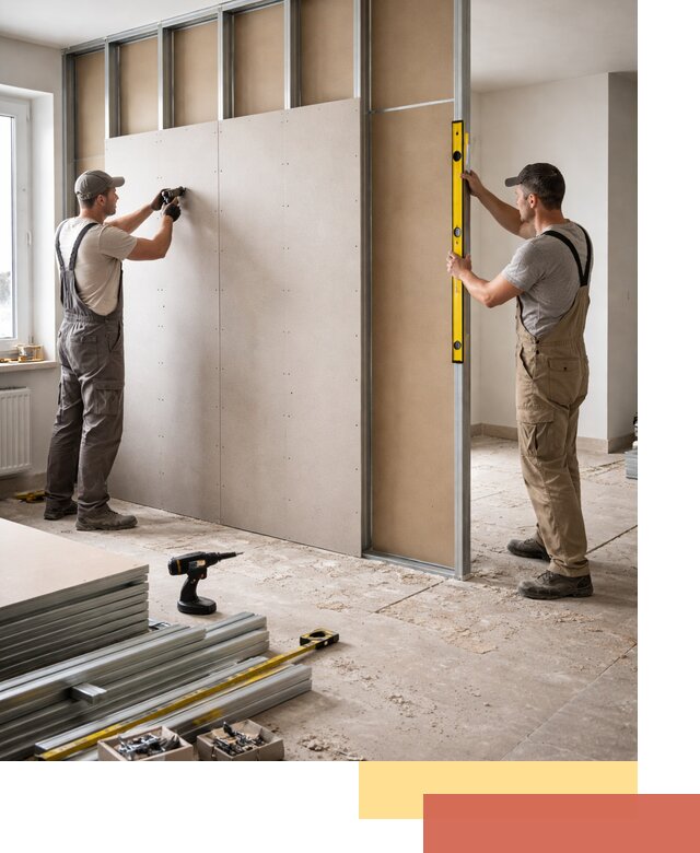 Зонирующая перегородка из гипсокартона под ключ в Кимовске