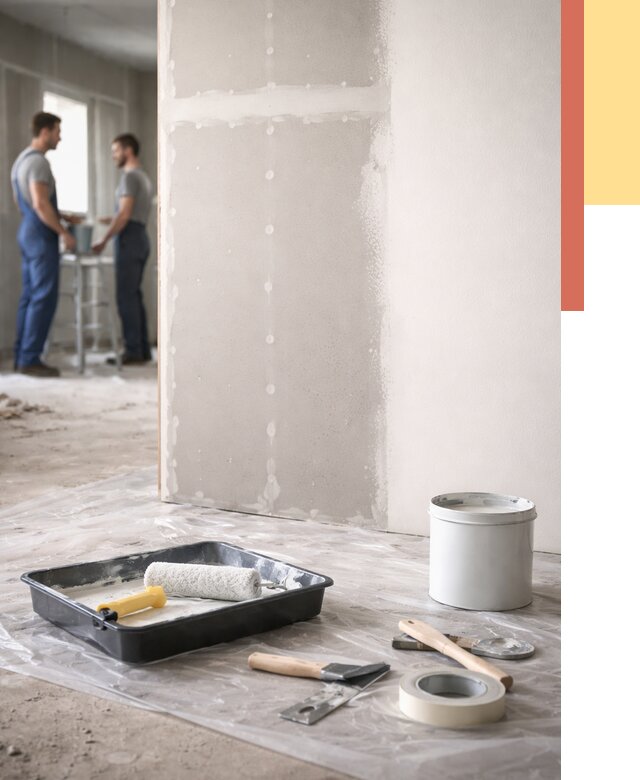 Покраска перегородок из гипсокартона в Кимовске от 4639 руб. под ключ | ОТДЕЛОЧНИК-Кмв