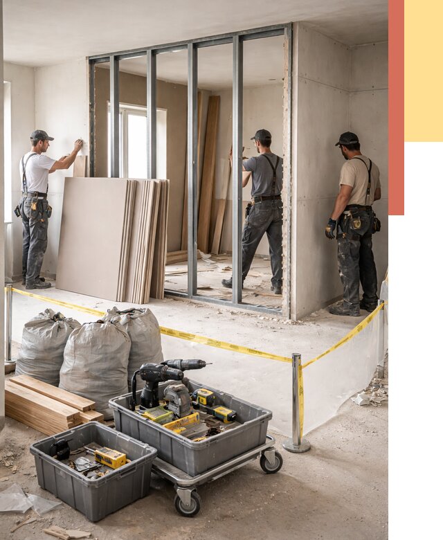 Перенос гипсокартонной перегородки в Кимовске под ключ от 4639 руб. | Демонтаж и монтаж – ОТДЕЛОЧНИК-Кмв