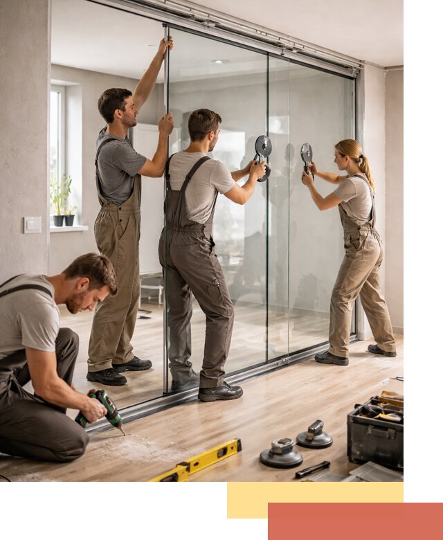 Изготовление стеклянных перегородок на заказ в Кимовске