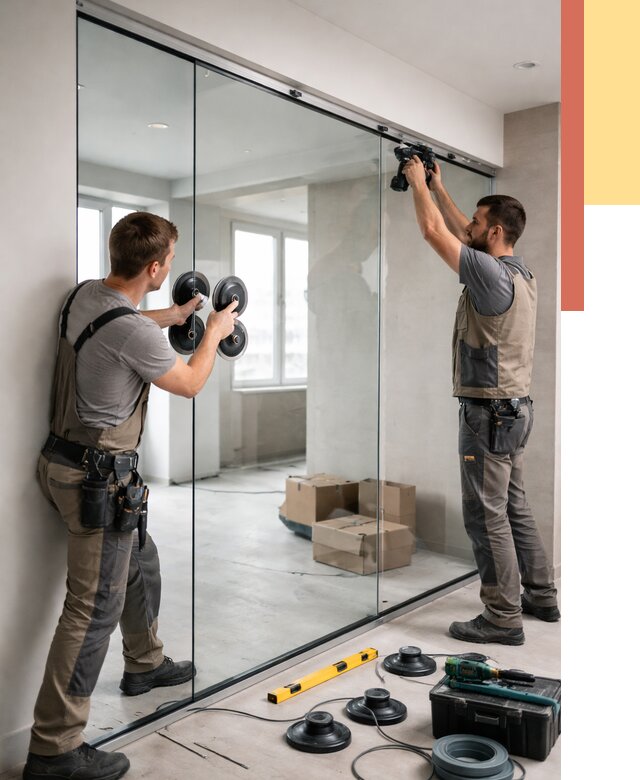 Монтаж стеклянных перегородок в Кимовске от 6700 руб. | ОТДЕЛОЧНИК-Кмв